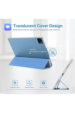 Apple Uyumlu iPad Pro 4. Nesil M2 2022 11 Inç Tablet Flip Smart Standlı Akıllı Kılıf Smart Cover Kılıf