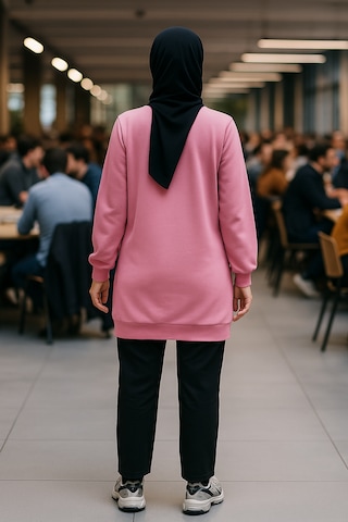 Trendhazan 2 İplik İnce Mevsimlik Uzun Tunik Pembe
