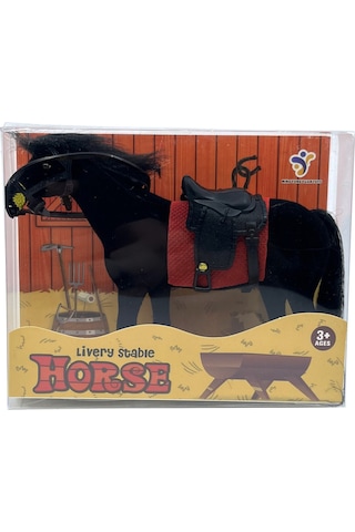 Livery Stable - Süvari Eyerli Siyah Oyuncak At