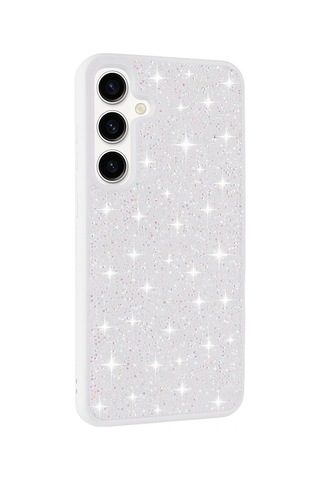Galaxy S24 Plus Uyumlu Parlak Taşlı Tasarım Pırlanta Zore Kılıf-beyaz Beyaz