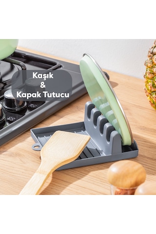 Porsima Org-85 Kaşık Ve Kapak Tutucu Kaşık Kepçe Altlığı Antrasit