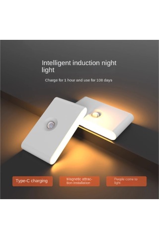 Ranyeek Akıllı Vücut Algılama Lambası - İnsan Geliğinde Aydınlanır, Yatak Odası Ve Gece Lambası, 2 Adet Paketi Beyaz