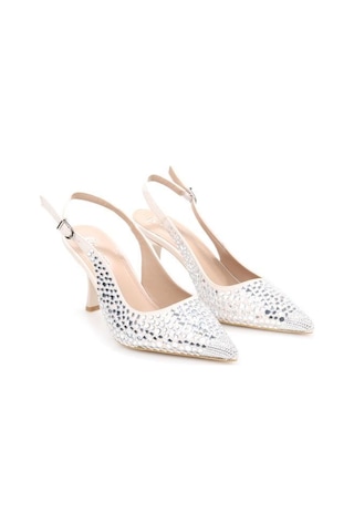 Pisagor Ps-32150 Kadın 7 Cm Arkası Açık Abiye Stiletto Ayakkabı GÜMÜŞ
