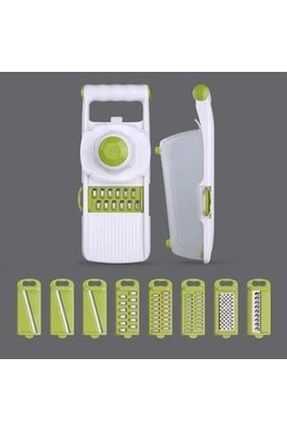 Likeable Sebze Kesici Mandoline Dilimleme Işlevli Mutfak Aksesuarları Sarımsak Basın 8 Adet Paslanmaz Çelik Değiştirilebilir Bıçaklar Manuel Dilimleyiciler Yeşil