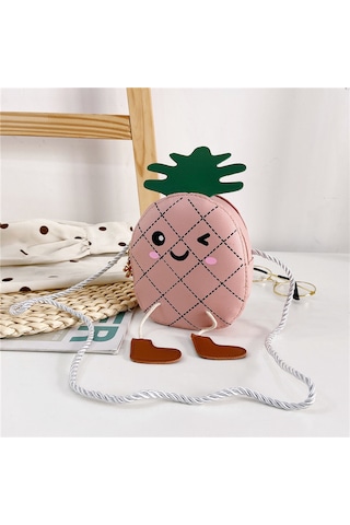 Sevimli Ananaslı Çocuk Çapraz Askılı Çanta-pembe Pembe