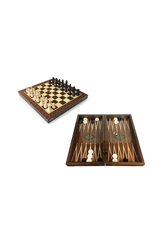 Star Antik Ceviz Tavla Ve Satranç Takımı