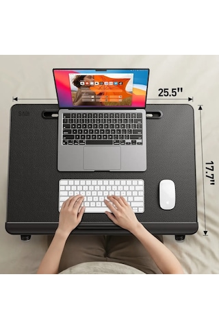 Bix Saiji K10 Xxl Laptop Çalışma Masası Pvc Deri 5 Kademeli Yükseklik Ayarlı Kitap Ve Tablet Standlı Siyah