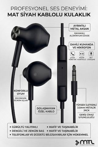Tak Çalıştır Stero 3.5mm Jack Kulaklık Mikrofonlu - Extra Bass Diğer