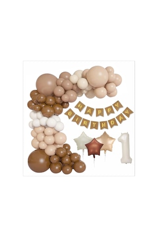 Kraft Gold Banner 1 Yaş Folyo Yıldızlı 30 Balon Konsept Doğum Günü Seti