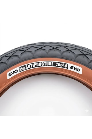 20x4.0 Dış Lastik E-bike Fat Bike 3.5 Mm Zırhlı Patlamaya Karşı Koruma Kahverengi Yanaklı