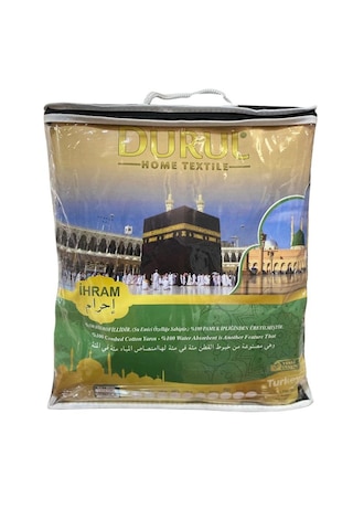 Hac - Umre Kıyafeti / Pamuklu Jakarlı Havlu İhram Seti 2 Parça Beyaz