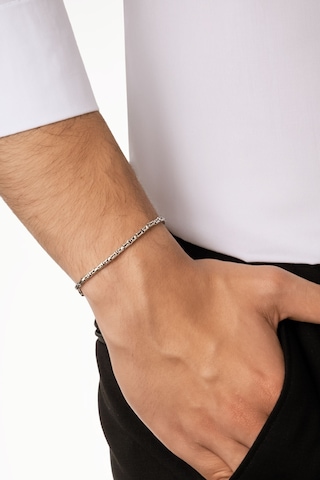 Etnik Stil Gümüş Erkek Kral Zincir Bileklik Rodyum