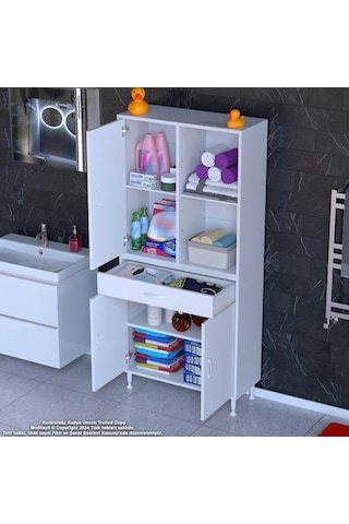 Eliusta Vellum Beyaz Dolap 75x173x32,5 Cm Ebatlarında Çok Fonksiyonlu 75 Cm Genişlikte Banyo Dolabı Beyaz