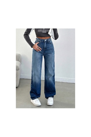 Kene Jeans Ön İşlemli Boru Paça Jeans Mavi