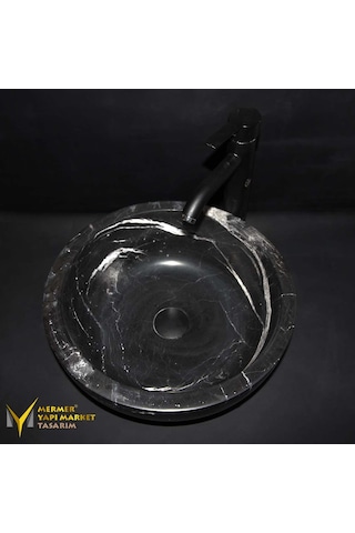 Toros Siyah Mermer Yuvarlak Lavabo