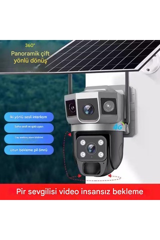 6mp Ultra Hd 4g Sım Kamera Çift Görüntü, Gece Renkli Vizyon, Güneş Enerjili, İnsan Algılama