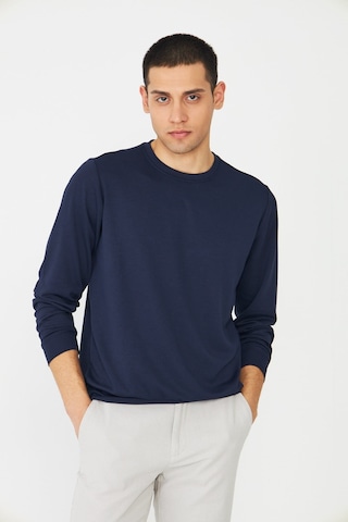 White Stone Lacivert Basic Bisiklet Yaka Erkek Sweatshirt Laci