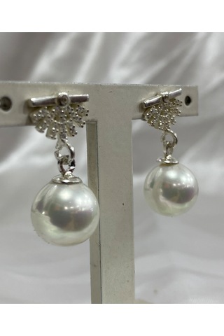 Firuze Gümüş İnci Yuvarlak Tasarım Küpe F16001999