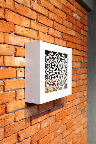 Modem Saklama Kutusu Sürgülü Yukarı Açılır 35 X 40 Motifli Beyaz