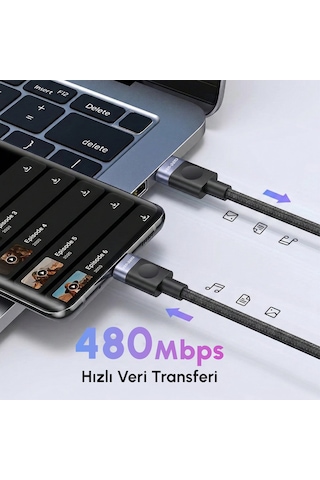 Ven-dens Vd-dcm03 Premium Usb-c Pd Hızlı Şarj Kablosu - 3 Metre