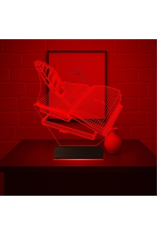 Luvivia Öğretmene Hediye Kitap Mesajlı Kişiye Özel 3d Lamba - Masa Gece Lambası Şeffaf