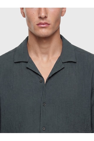 Lcw Vision Yeşil Regular Fit Krinkle Erkek Gömlek