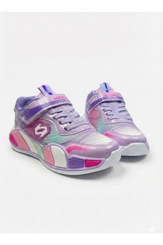 Nstil Günlük Unisex Çocuk Spor Ayakkabı Sneaker Cırtlı Rahat Hafif Konforlu Dayanıklı 02-03 Lila