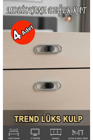 Lüks Trend 32 Mm 4 Adet Mobiya Yatak Odası Tv Ünitesi Konsol Çocuk Ve Genç Odası Kulp Krom