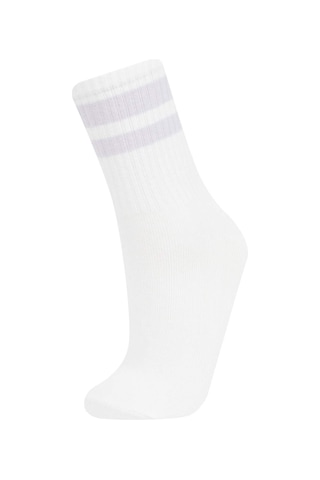 Defacto Kız Çocuk Rahat Lastikli 3'lü Pamuklu Uzun Çorap C2918A8NSWT1