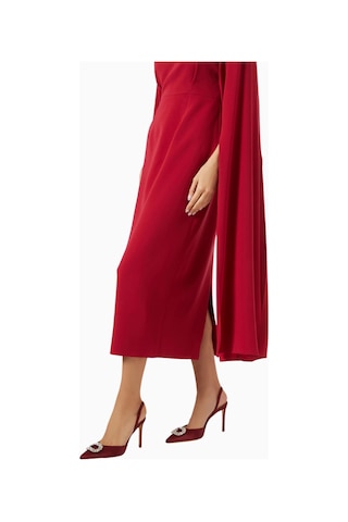 Nass Kyra 100 Kristal Tokalı, Saten Slingback Stiletto Bordo