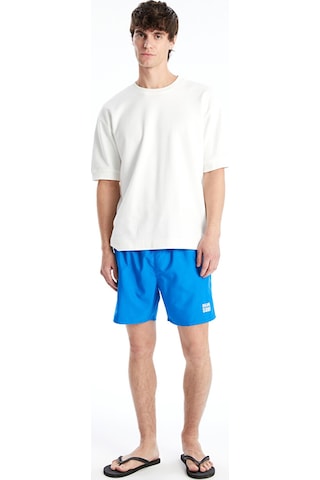 Lcw Swımwear Mavi Kısa Boy Baskılı Erkek Deniz Şortu
