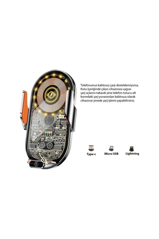 C13 Kablosuz 360 Derece Ayarlanabilir Indüksiyonlu 15w Hızlı Şarj Araç Ve Tutucu