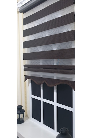 Zebra Stor Perde Kahverengi Etek Dilimli St 001