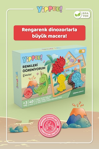Renkleri Öğreniyorum Dinozor Renk Eşleştirme Oyunu 40 Parça