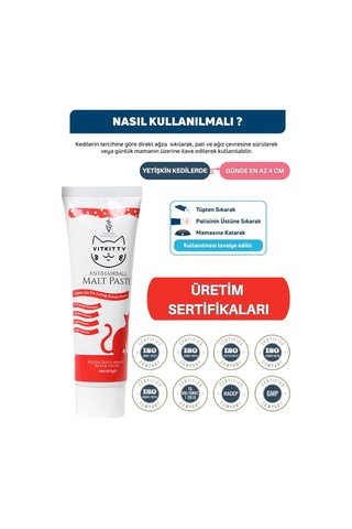 Vitkittykediler İçin Tüy Yumağı Önleyici Ve Sindirim Destekleyici Malt Macunu 100g Antıhaırball Malt Past
