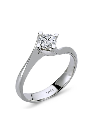 Lova E Renk 0,45 Karat Pırlanta Tektaş Yüzük - HRD Sertifikalı - 1040054