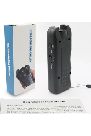 Lichen Ultrasonik Köpek Kovucu, El Tipi Havlama Önleyici Işıklı