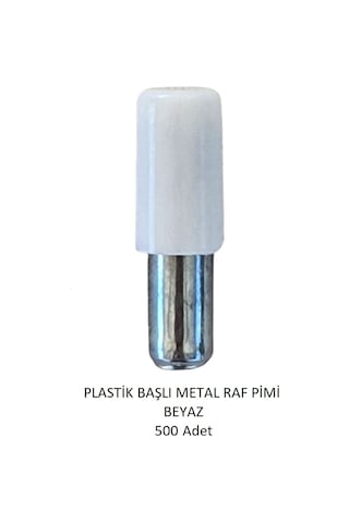 Plastik Başlı Metal Raf Pimi, Beyaz 500 Adet Beyaz