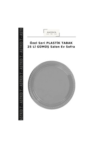Özel Seri Plastik Tabak 25 Li Gümüş Salon Ev Sofra
