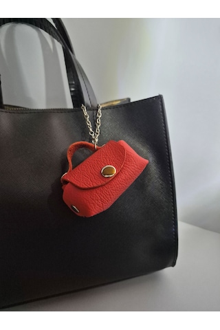 Gogo Charm Çanta Aksesuarı Mini Çanta Hakiki Deri Açık Kırmızı