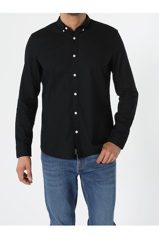 Colin's Slim Fit Shirt Neck Erkek Siyah Uzun Kol Gömlek CL1048576_Q1.V1_BLK