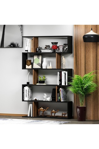 Core Kitaplık - Siyah / Ceviz