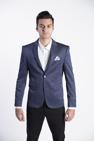 Sposo 5112 Dar Kalıp Örme Kumaş Lacivert Erkek Blazer Ceket Lacivert