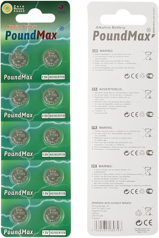20 Adet Poundmax Ag10, Lr54,1,5v Alkalin Düğme Pil 2x 10 Adet