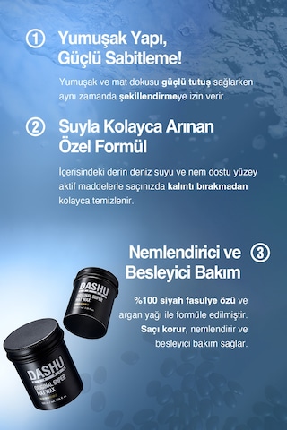 Ultra Güçlü, Mat Bitişli, Kalıntı Bırakmayan, Besleyici Dashu For Men Premium Original Super Mat Wax