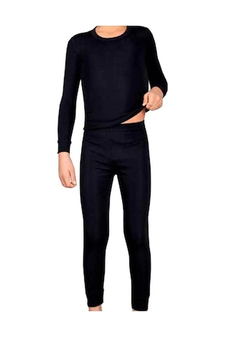 Kota Erkek Çocuk Termal Takımı Alt Üst İçlik Kışlık Fanila Tayt - Siyah