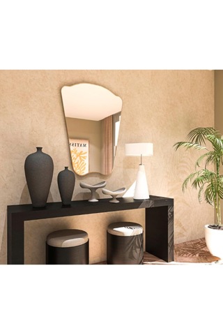 Asimetrik Duvar Aynası/gold Çerçeveli Düzensiz Dekor Ayna/banyo Aynası Gold 60 X 80 Çok Renkli