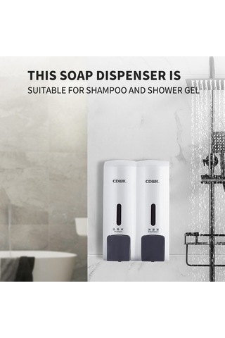 Dancemonkey 300ml 2 Duvar Tipi Abs El Sabunu Dispenser Şeffaf Pencere, Kilitli Giriş Tasarımı Ban Beyaz Beyaz