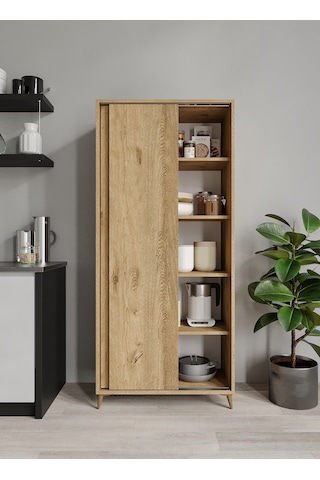 Sürgülü Çok Amaçlı Meşe Mutfak Dolabı, Erzak Dolabı