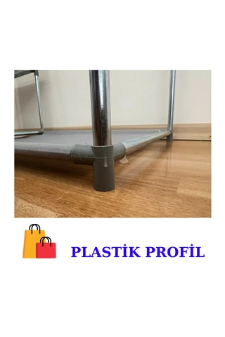 Beyazpazar Bez Dolap Plastik Profil Fermuarlı Yeni Gardırop Gri